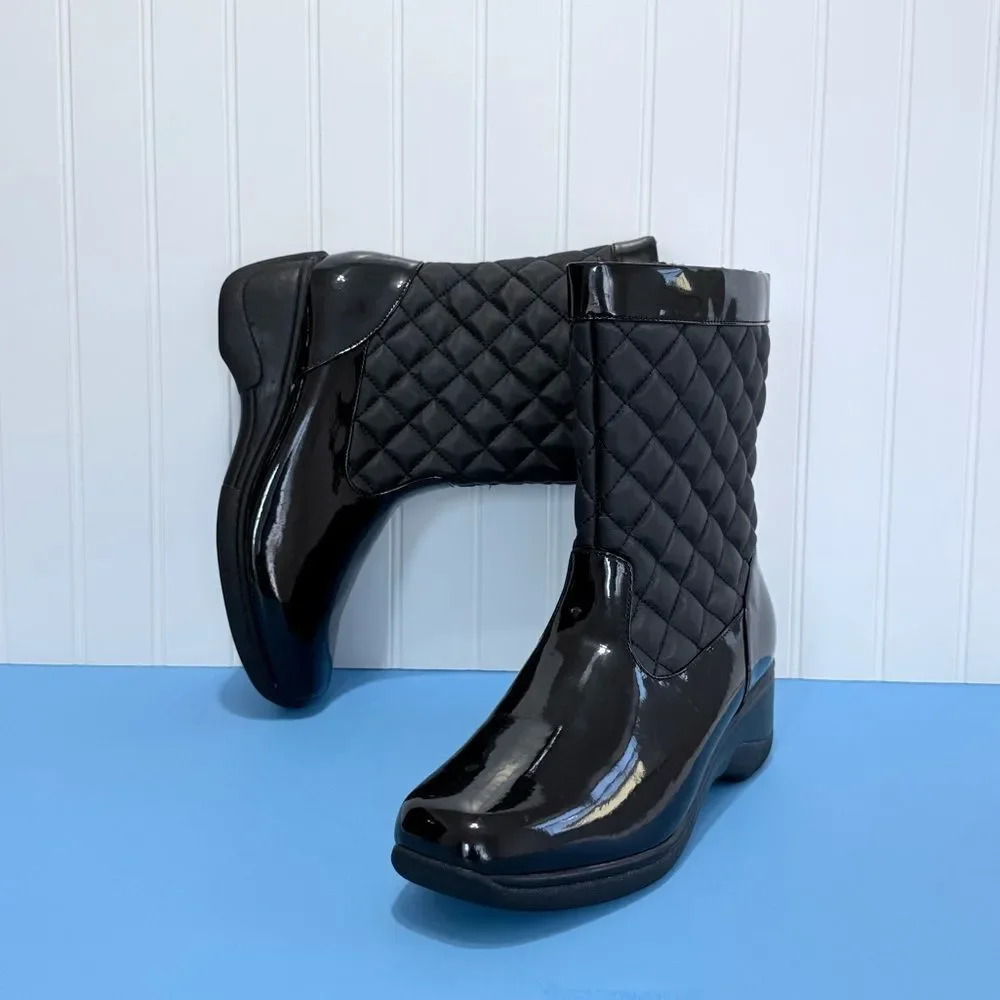 Bass Glacier Women's Black Quilted Calf Height Zipper Boots Size 9M